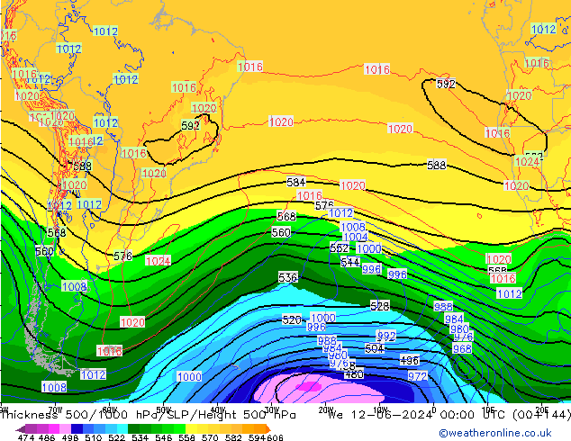 Thck 500-1000hPa ECMWF We 12.06.2024 00 UTC