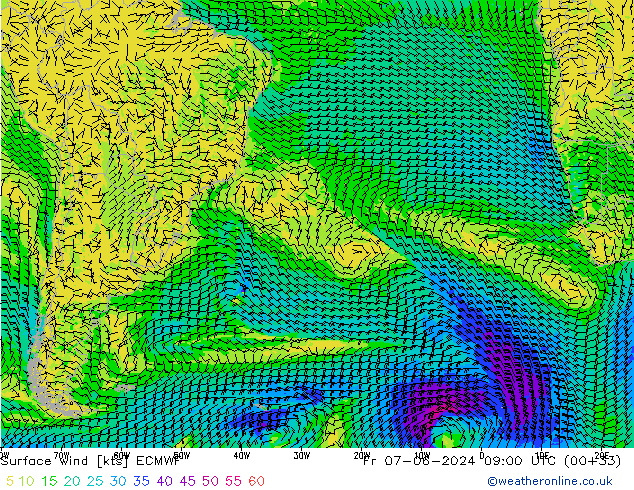 Vento 10 m ECMWF ven 07.06.2024 09 UTC