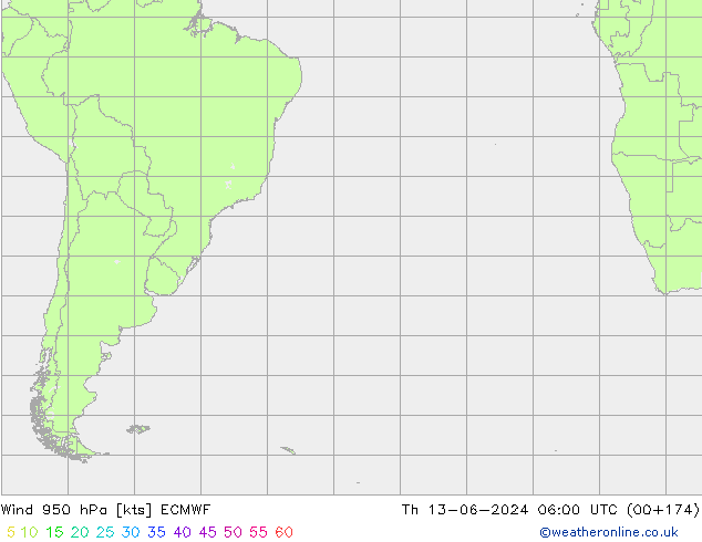 Wind 950 hPa ECMWF do 13.06.2024 06 UTC