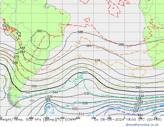 Z500/Rain (+SLP)/Z850 ECMWF Sa 08.06.2024 18 UTC