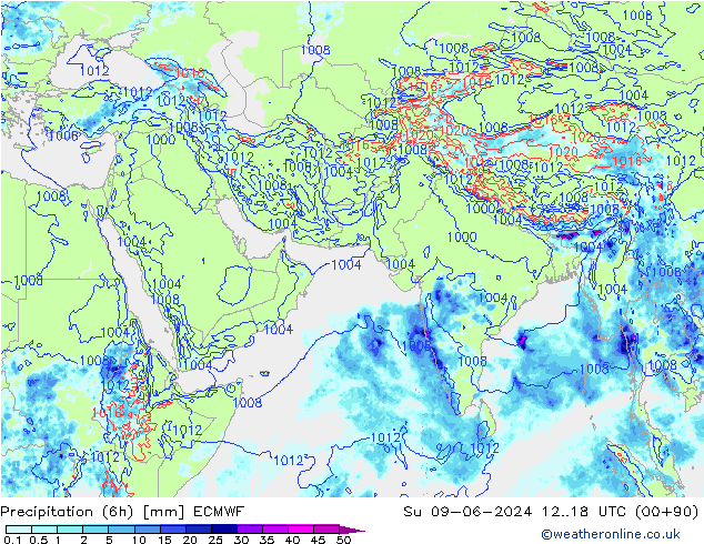 Z500/Regen(+SLP)/Z850 ECMWF zo 09.06.2024 18 UTC