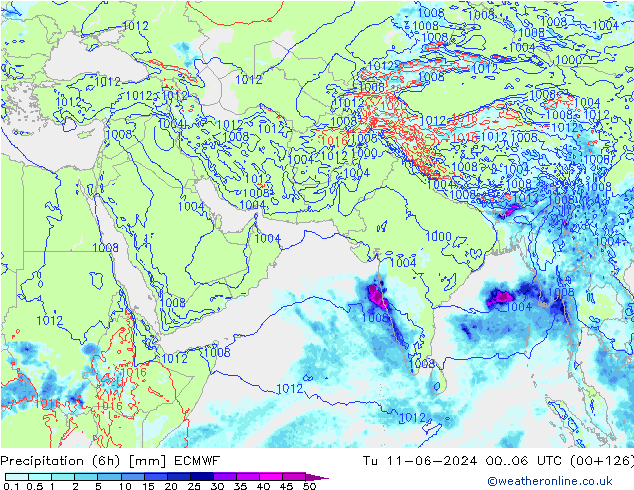 Z500/Regen(+SLP)/Z850 ECMWF di 11.06.2024 06 UTC