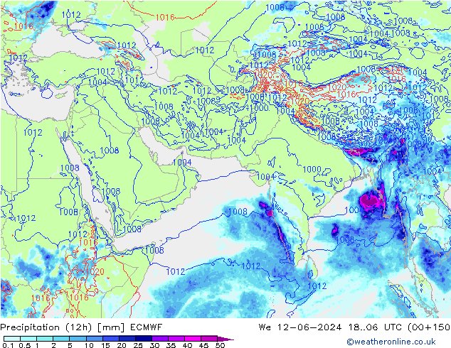 Precipitation (12h) ECMWF We 12.06.2024 06 UTC