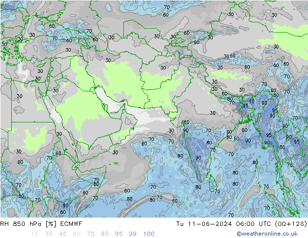 RV 850 hPa ECMWF di 11.06.2024 06 UTC