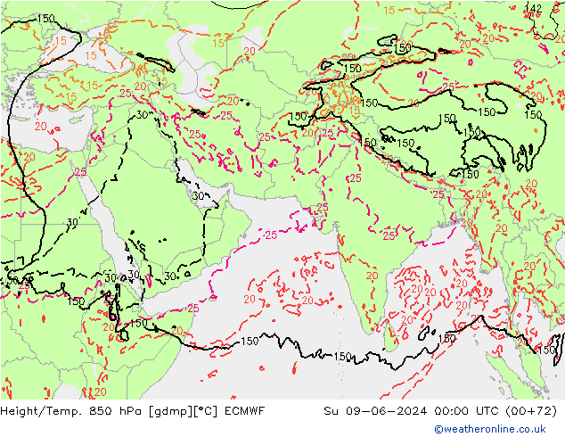 Z500/Rain (+SLP)/Z850 ECMWF Ne 09.06.2024 00 UTC