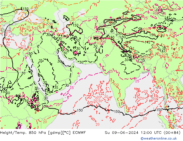 Z500/Rain (+SLP)/Z850 ECMWF  09.06.2024 12 UTC