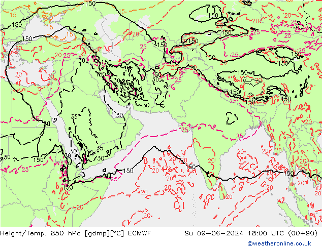 Z500/Regen(+SLP)/Z850 ECMWF zo 09.06.2024 18 UTC