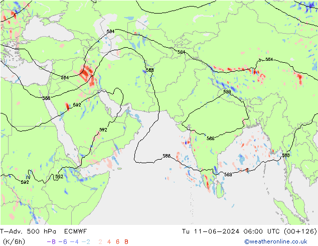 T-Adv. 500 hPa ECMWF di 11.06.2024 06 UTC