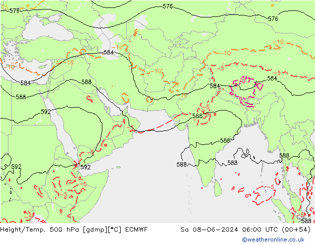 Z500/Rain (+SLP)/Z850 ECMWF sam 08.06.2024 06 UTC