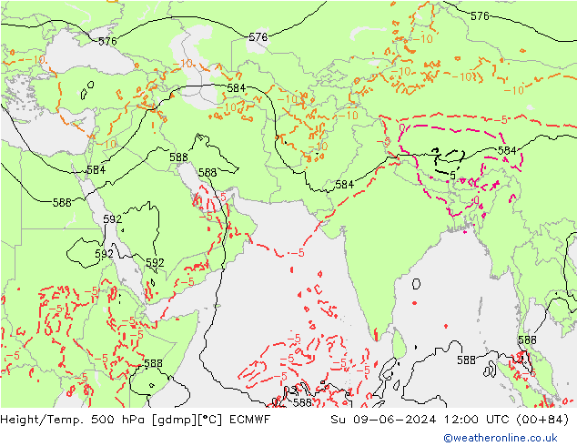 Z500/Rain (+SLP)/Z850 ECMWF  09.06.2024 12 UTC