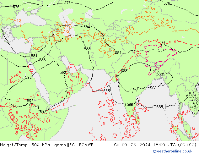 Z500/Regen(+SLP)/Z850 ECMWF zo 09.06.2024 18 UTC