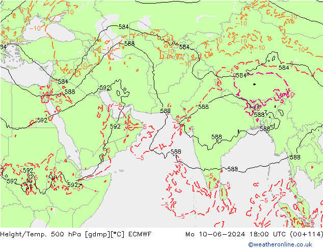 Z500/Rain (+SLP)/Z850 ECMWF Mo 10.06.2024 18 UTC