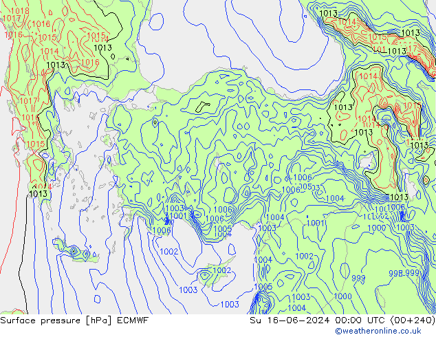 pression de l'air ECMWF dim 16.06.2024 00 UTC