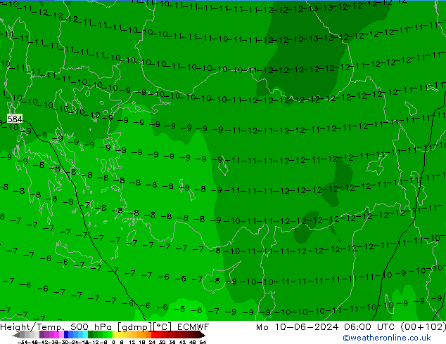 Z500/Regen(+SLP)/Z850 ECMWF ma 10.06.2024 06 UTC