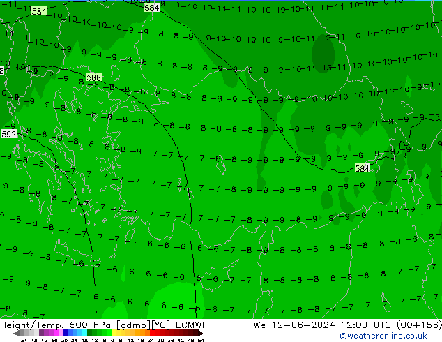 Z500/Rain (+SLP)/Z850 ECMWF We 12.06.2024 12 UTC