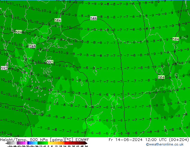 Z500/Rain (+SLP)/Z850 ECMWF ven 14.06.2024 12 UTC