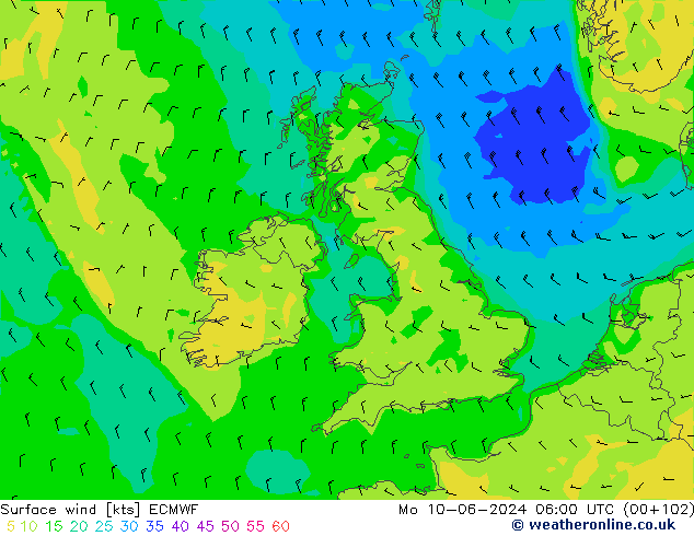 Wind 10 m ECMWF ma 10.06.2024 06 UTC