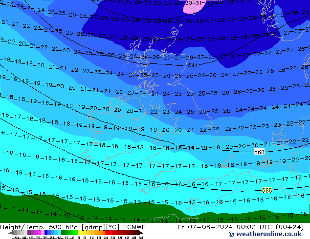 Z500/Regen(+SLP)/Z850 ECMWF vr 07.06.2024 00 UTC