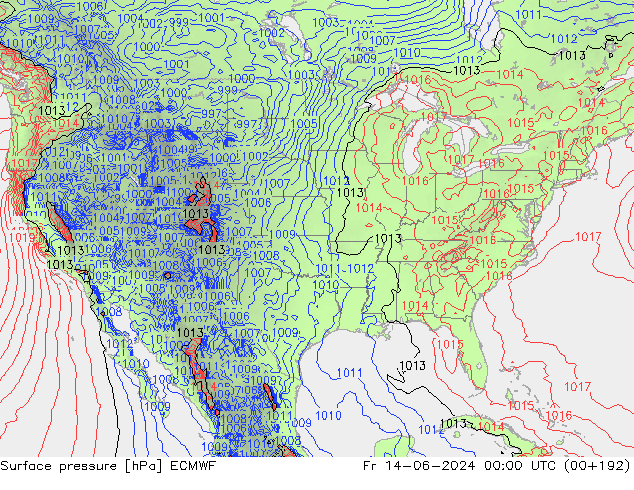 приземное давление ECMWF пт 14.06.2024 00 UTC