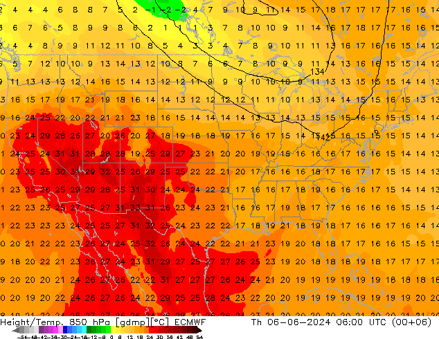 Z500/Rain (+SLP)/Z850 ECMWF Th 06.06.2024 06 UTC