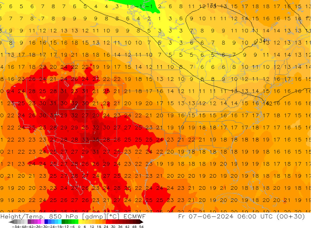 Z500/Yağmur (+YB)/Z850 ECMWF Cu 07.06.2024 06 UTC