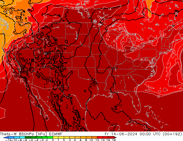 Theta-W 850hPa ECMWF  14.06.2024 00 UTC