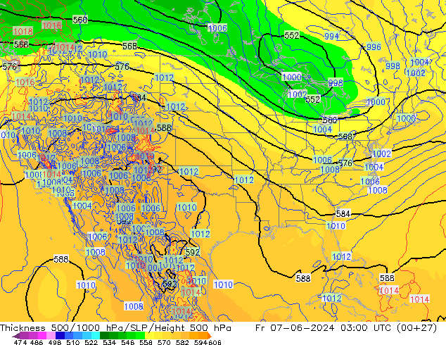 Espesor 500-1000 hPa ECMWF vie 07.06.2024 03 UTC