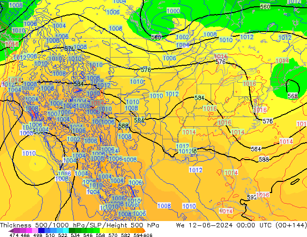 Thck 500-1000гПа ECMWF ср 12.06.2024 00 UTC