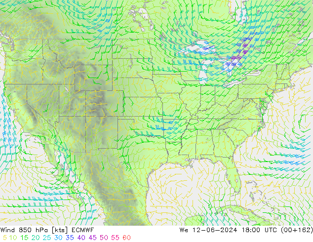 Wind 850 hPa ECMWF Mi 12.06.2024 18 UTC