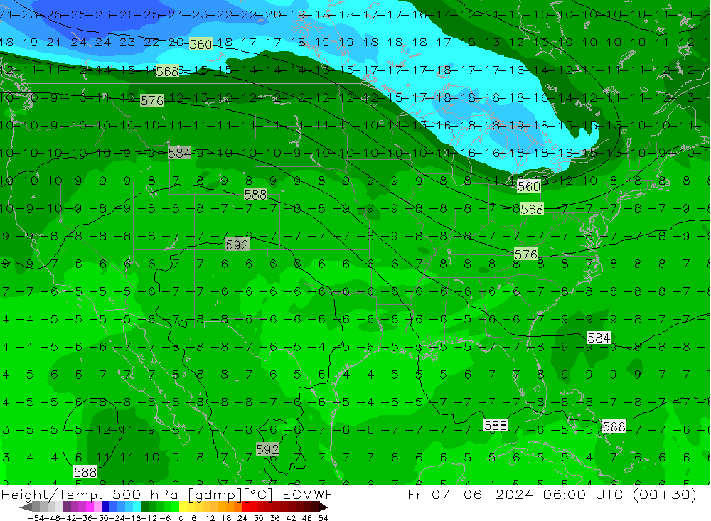 Z500/Yağmur (+YB)/Z850 ECMWF Cu 07.06.2024 06 UTC