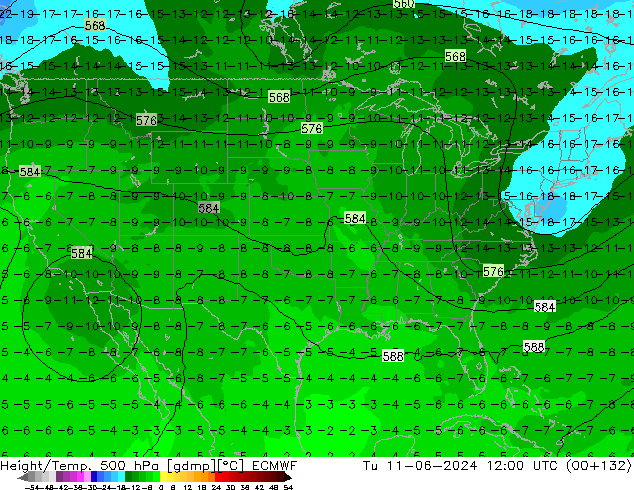 Z500/Rain (+SLP)/Z850 ECMWF ��� 11.06.2024 12 UTC