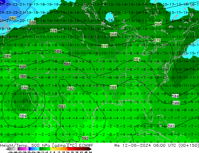 Z500/Yağmur (+YB)/Z850 ECMWF Çar 12.06.2024 06 UTC