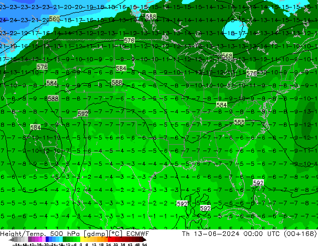 Z500/Rain (+SLP)/Z850 ECMWF ��� 13.06.2024 00 UTC