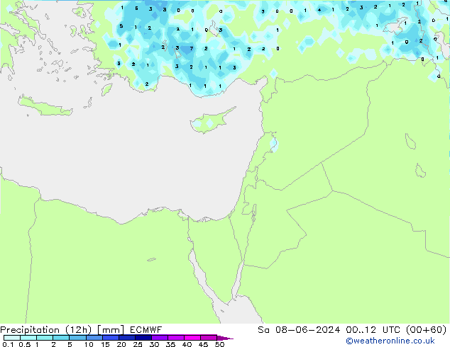Precipitation (12h) ECMWF Sa 08.06.2024 12 UTC