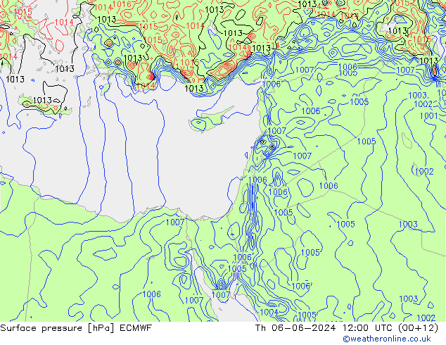 Surface pressure ECMWF Th 06.06.2024 12 UTC