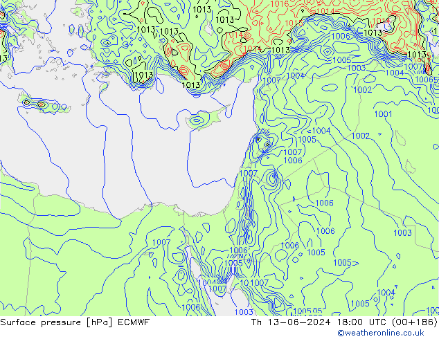 Yer basıncı ECMWF Per 13.06.2024 18 UTC