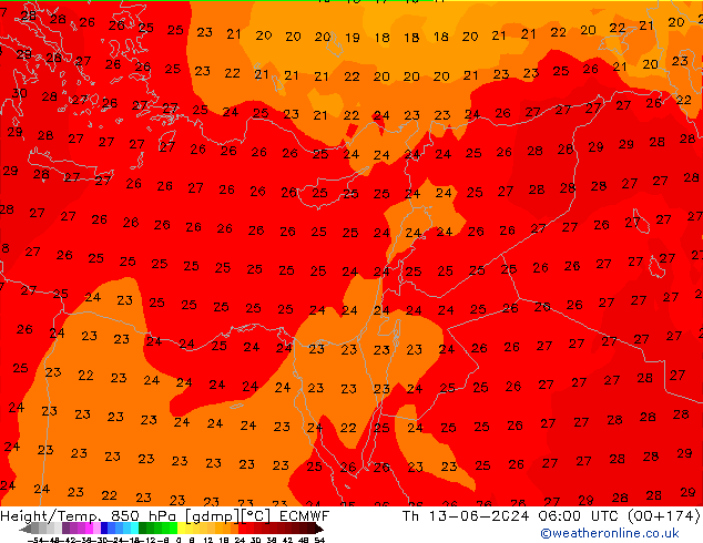 Z500/Rain (+SLP)/Z850 ECMWF jeu 13.06.2024 06 UTC