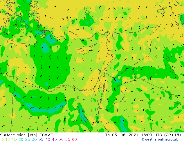 Surface wind ECMWF Th 06.06.2024 18 UTC