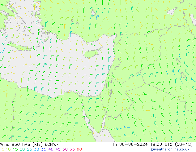 Vento 850 hPa ECMWF Qui 06.06.2024 18 UTC