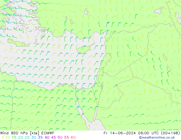 Vent 850 hPa ECMWF ven 14.06.2024 06 UTC