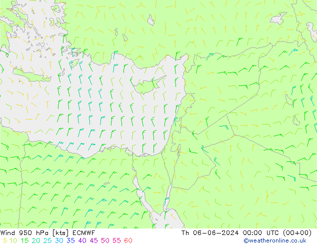 Rüzgar 950 hPa ECMWF Per 06.06.2024 00 UTC