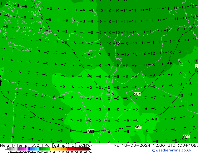 Z500/Rain (+SLP)/Z850 ECMWF Mo 10.06.2024 12 UTC