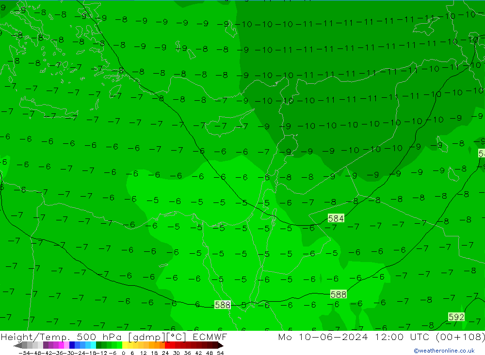 Z500/Regen(+SLP)/Z850 ECMWF ma 10.06.2024 12 UTC