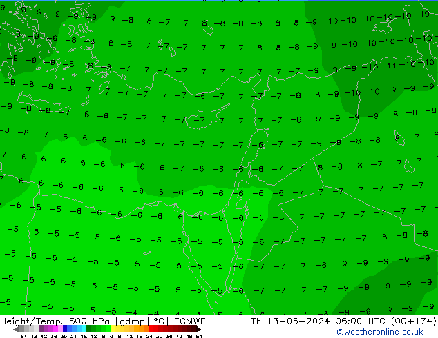 Z500/Rain (+SLP)/Z850 ECMWF jeu 13.06.2024 06 UTC