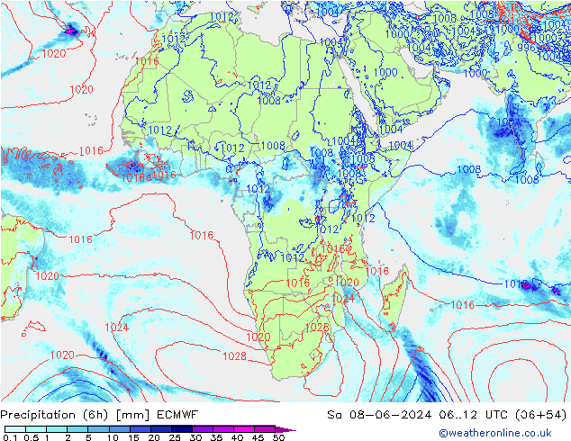 Z500/Rain (+SLP)/Z850 ECMWF Sa 08.06.2024 12 UTC