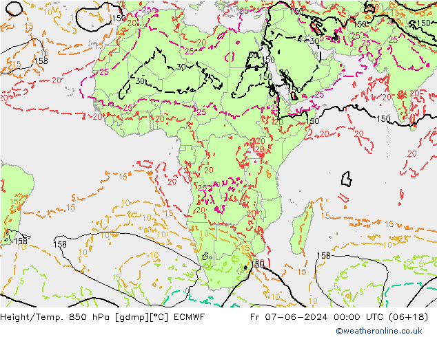 Z500/Rain (+SLP)/Z850 ECMWF ven 07.06.2024 00 UTC