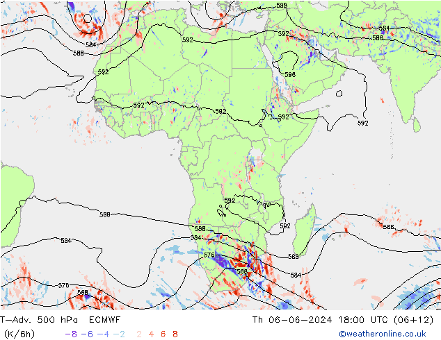 T-Adv. 500 hPa ECMWF Th 06.06.2024 18 UTC