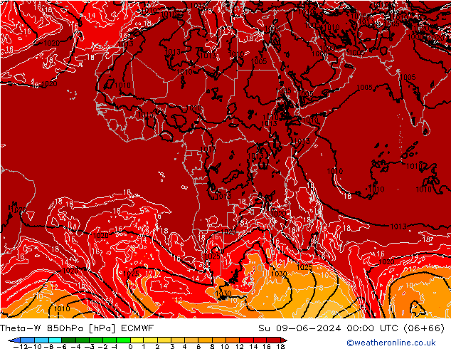 Theta-W 850hPa ECMWF zo 09.06.2024 00 UTC