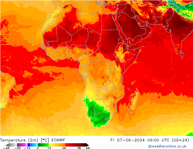 карта температуры ECMWF пт 07.06.2024 06 UTC