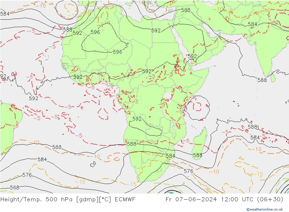 Z500/Rain (+SLP)/Z850 ECMWF Fr 07.06.2024 12 UTC